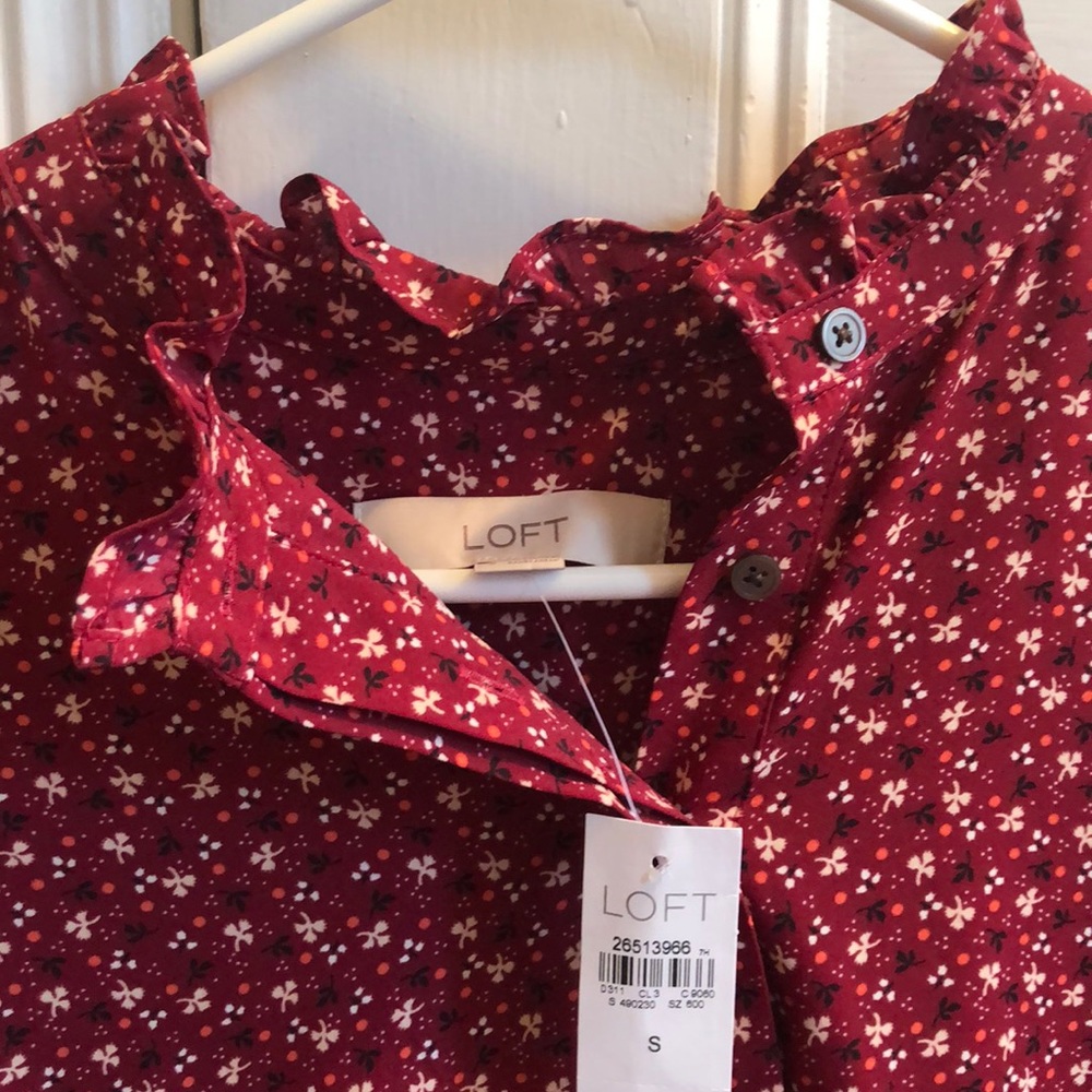 Loft Henley Ruffle Blouse - Picture 2 of 4